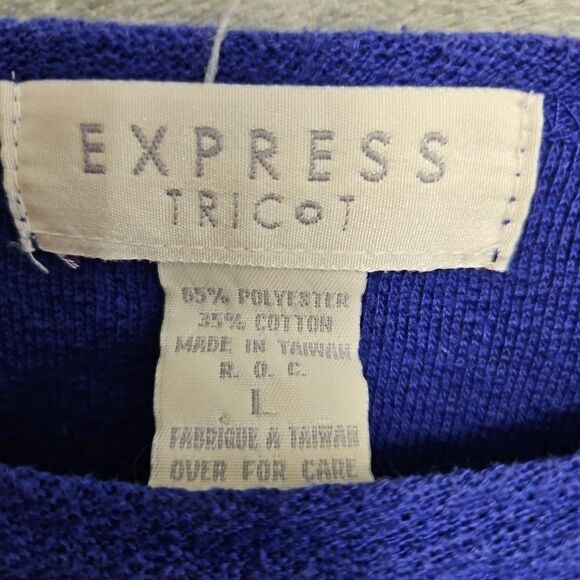 Express tricot Women's sz Lg top Purple Vintage 3/4 sleeve casual - Picture 2 of 9